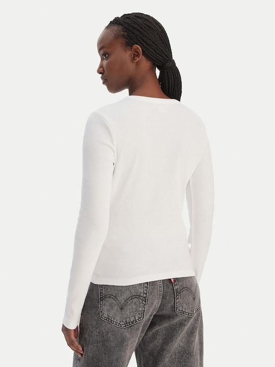 Calvin Klein Bluză Damă de Iarnă din Bumbac cu Mânecă Lungă Brilliant White