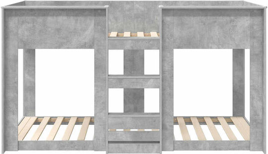 Kids Bed Bunk Single Gray for Mattress 100x200cm
