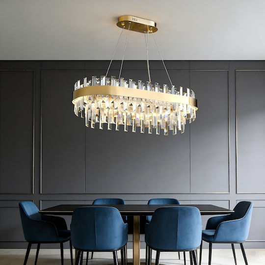 LED Κρεμαστό Φωτιστικό Χρυσό 80x80εκ.