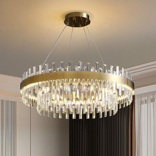 LED Κρεμαστό Φωτιστικό Χρυσό 60x60εκ.