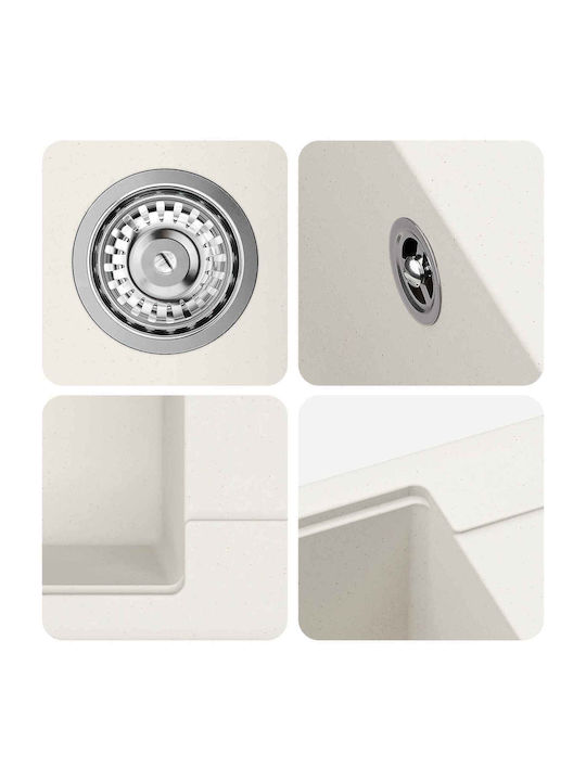 vidaXL Drop-In Sink Synthetic Granite W67xD46cm White