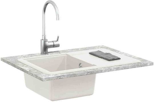 vidaXL Drop-In Küchenspüle aus Flüssigem Granit M67xP46cm Weiß