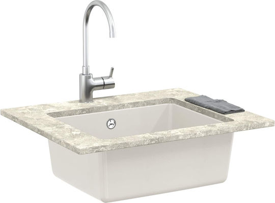 vidaXL Drop-In Chiuvetă din Granit Sintetic L53xW46cm Alb