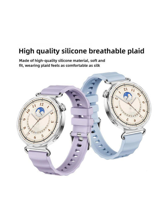 Monochrome Silicone Strap Huawei Watch GT 6 41mm GT 5 41mm GT 4 41mm Silver Buckle Red