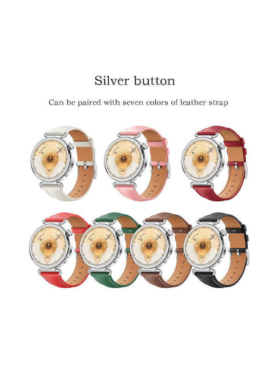 Soft Leather Watch Strap Silver Buckle Huawei Watch GT 6 41mm GT 5 41mm GT 4 41mm Black