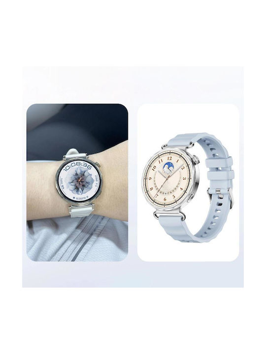 Monochrome Silicone Strap Huawei Watch GT 6 41mm GT 5 41mm GT 4 41mm Silver Buckle Grey
