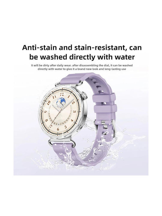Monochrome Silicone Strap Huawei Watch Gt 6 41mm Gt 5 41mm Gt 4 41mm Silver Buckle Pink