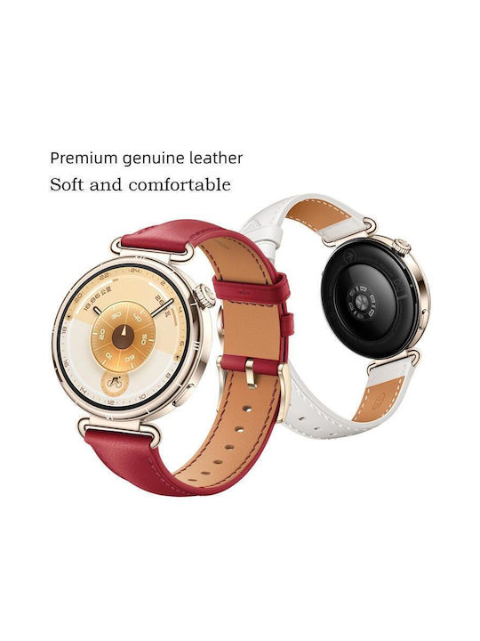 Soft Leather Watch Strap Silver Buckle Huawei Watch GT 6 41mm GT 5 41mm GT 4 41mm Black