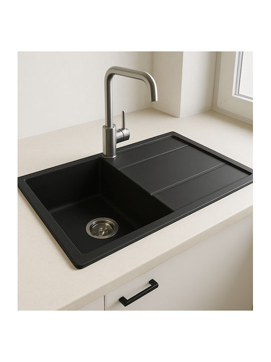 Unixton Drop-In Küchenspüle aus Flüssigem Granit M100xB50cm Schwarze