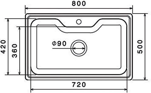 Donau Ένθετος Νεροχύτης Inox Σαγρέ Μ80xΠ50cm