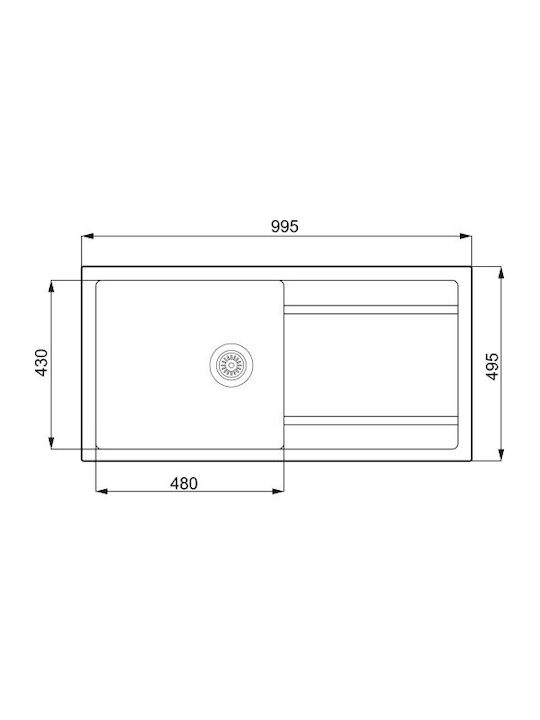 Unixton Drop-In Kitchen Sink Made of Liquid Granite M100xP50cm