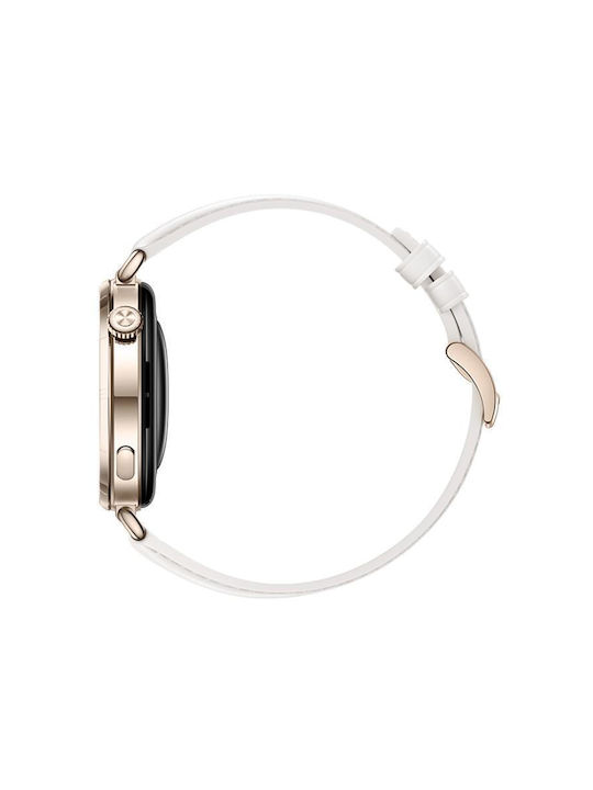 Сребриста Ключалка Оригинална Кожена Каишка Huawei Watch GT 6 41mm GT 5 41mm GT 4 41mm Червена