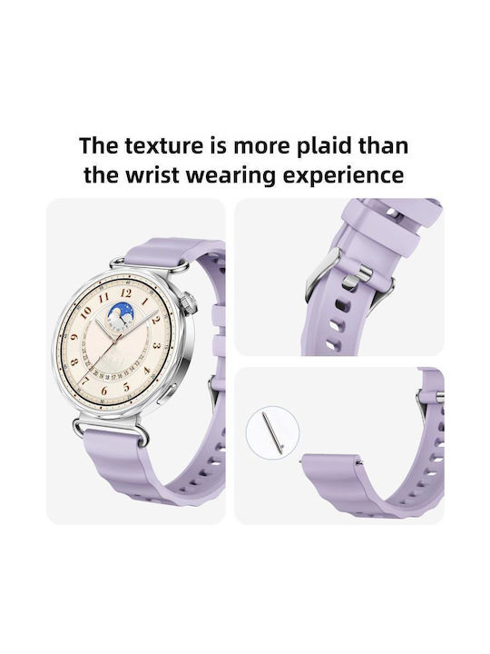 Monochrome Silicone Strap Huawei Watch GT 6 41mm GT 5 41mm GT 4 41mm Silver Buckle Purple