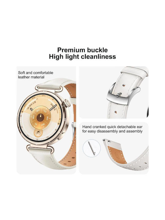Soft Leather Watch Strap Silver Buckle Huawei Watch GT 6 41mm GT 5 41mm GT 4 41mm Pink
