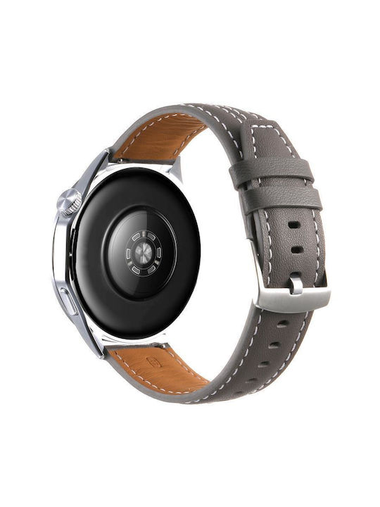 Silver Leather Bracelet Huawei Watch GT 6 46mm Grey