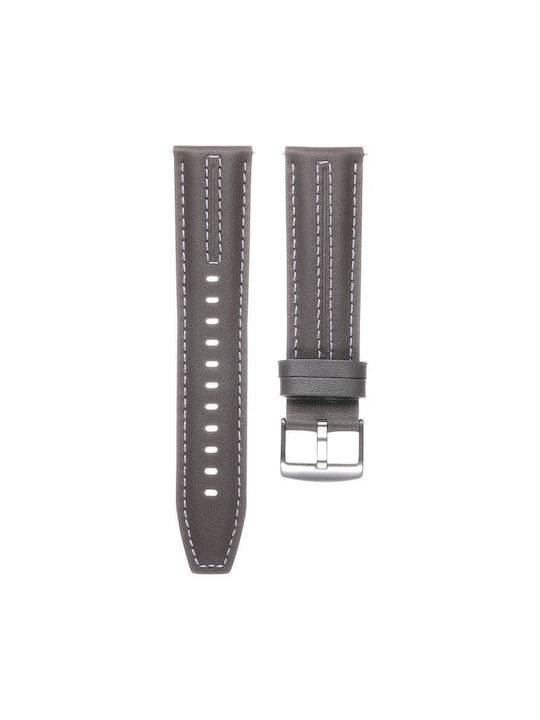 Silver Leather Bracelet Huawei Watch GT 6 46mm Grey
