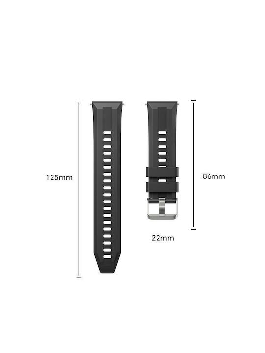 Curea Silicon Argintie Cataramă Huawei Watch Gt 6 46mm Negru