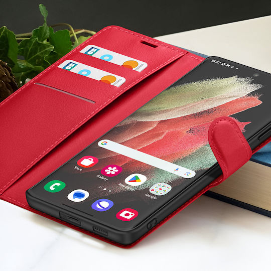Zanaé Wallet Case Galaxy S21 Ultra 5g Stand Magnetic Tab Red