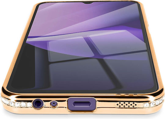 Husă Avizar Redmi 15c Compatibilă Cu Magsafe Margine Cu Strasuri Auriu