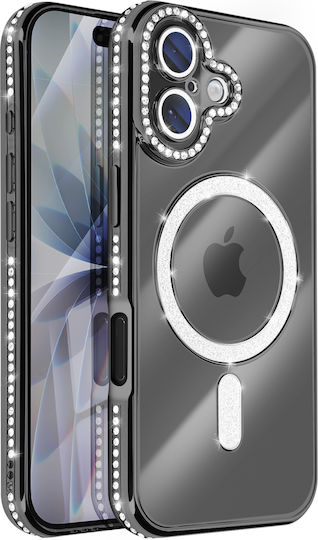 Avizar Case Iphone 17 Compatible Magsafe Rhinestone Border Black