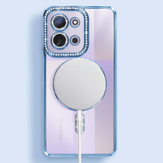 Avizar Case Redmi 15c Compatible Magsafe Rhinestone Border Blue