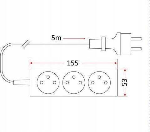Rum-Lux Steckdosenleiste 3 Positionen mit Kabel 5m