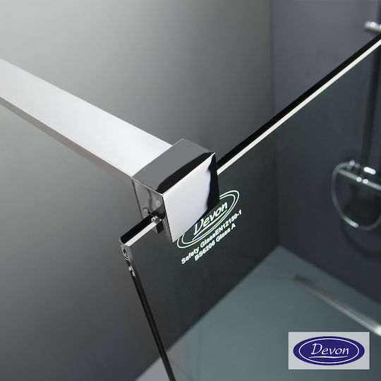 Devon Iwis Walk-in Σταθερό Πλαϊνό Ντουζιέρας 39-42x185cm Clear Glass