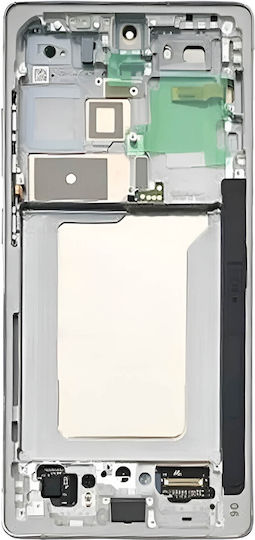 Clappio Ecran Complet Galaxy S25 Ultra Panou Oled + Sticlă Tactilă + Ramă Argintie
