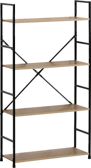 Βιβλιοθήκη Artemis-60112 Δρυς 4 Ράφια 58,6x23,5x112εκ Μαύρος Μεταλλικός Σκελετός Βιβλιοθήκη Artemis-60112 Δρυς 4 Ράφια 58,6x23,5x112εκ Μαύρος Μεταλλικός Σκελετός