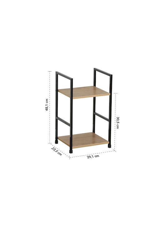 Βιβλιοθήκη Artemis-3048 Δρυς 2 Ράφια 29,1x23,5x48εκ Μαύρος Μεταλλικός Σκελετός