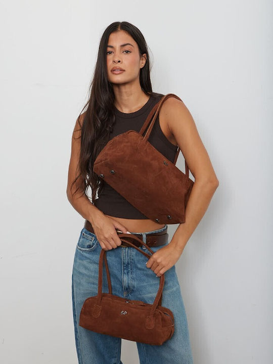 Silhouette Leather Women's Barrel Bag Suede Camel