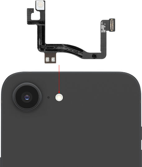 Clappio Compatible Rear Led Flash Connection Flex Cable Iphone 16th Black
