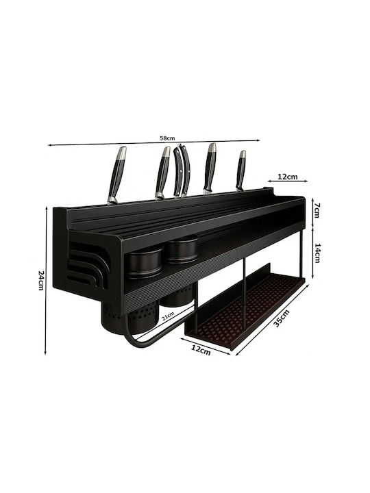 Verk Group Επιτοίχιο Ράφι Μεταλλικό 58x24εκ. Μαύρο