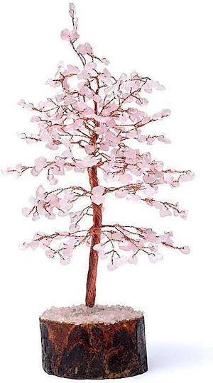 Baum Blätter Halbedelstein Rosa Quarz 23cm