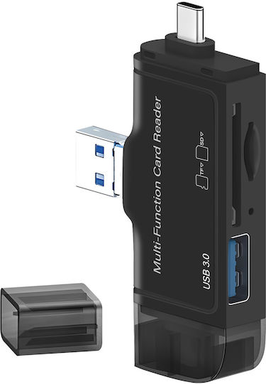Linq SD-Kartenleser Micro SD USB 3.0 USB-Ausgang USB-C Blitzschlag Micro-USB Schwarze