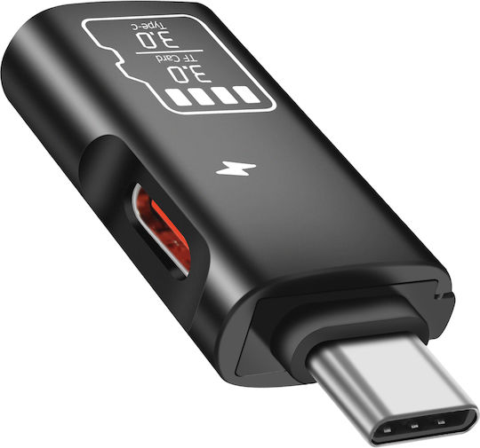 Linq Micro-sd Кард Рийдър Към Usb-c 5 Gbps Трансфер 10w Usb-c Зареждане Черен