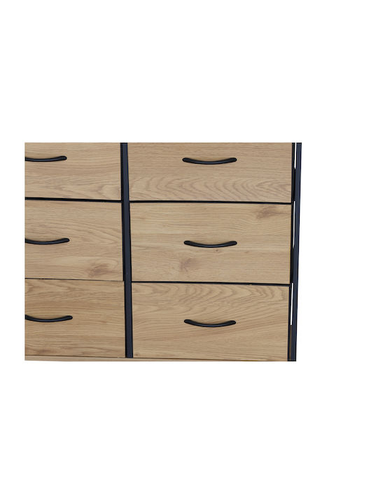 Wooden & Metallic Chest of Drawer with 8 Drawers Oaks 80.1x23.5x100cm