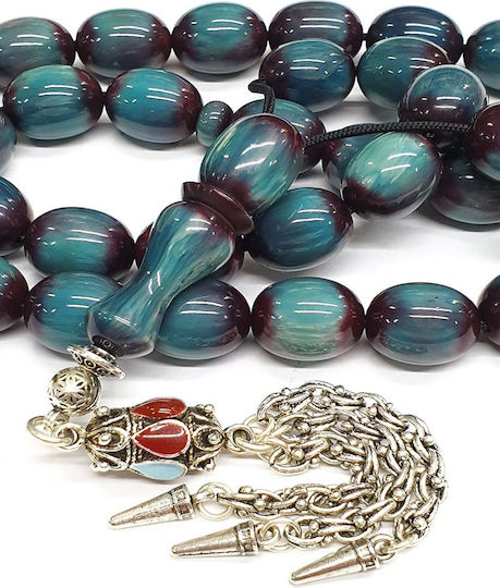 Roloi Komboloi Mastic Worry Beads with 33 Beads Turquoise 42cm