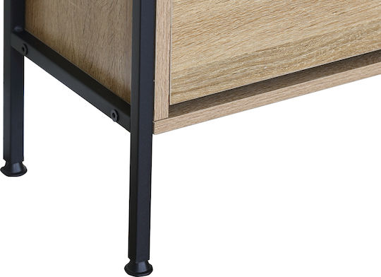 Shoe Organizer Metal-Wood Metalwood-60 2 Doors 1 Shelf Sonoma 63x24x105.5cm MDF Melamine Black Metal Frame