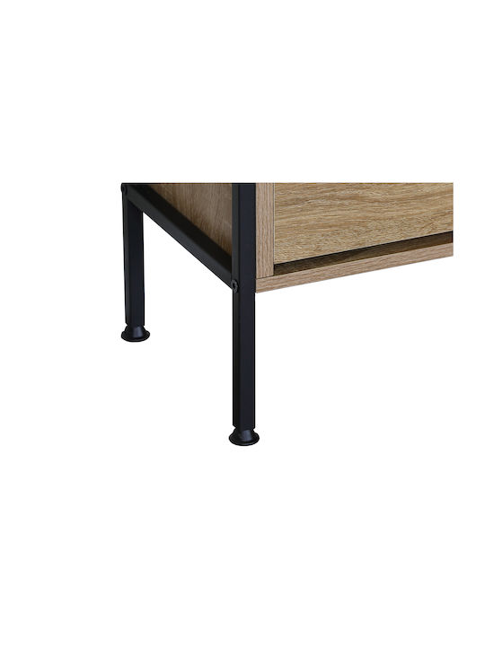 Shoe Organizer Metal-Wood Metalwood-88 2 Doors 2 Shelves Sonoma 88x24x87cm MDF Melamine Black Metal Frame