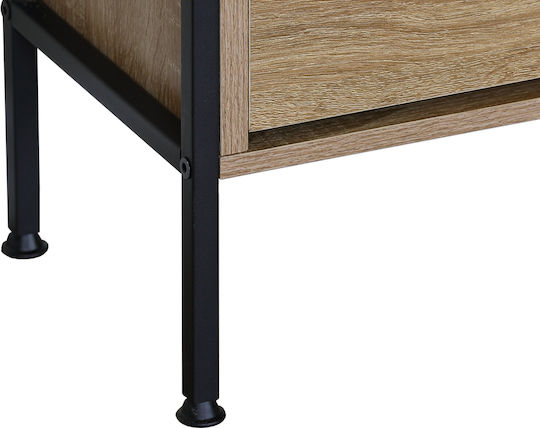 Shoe Organizer Metal-Wood Metalwood-88 2 Doors 2 Shelves Sonoma 88x24x87cm MDF Melamine Black Metal Frame