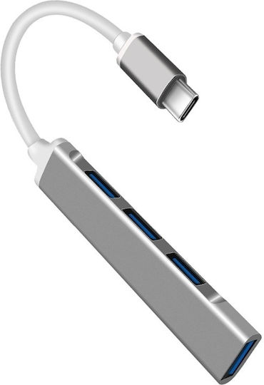 Hub 4 Θυρών USB 3.0 με σύνδεση USB-A Ασημί