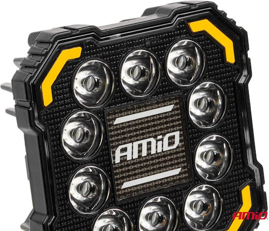 Amio Work Light Led Awl81 Spot 48w 3000lm 6500k Yellow Warning Light & Illuminated Logo 1 Piece 04425/am 04425/am 04425/am