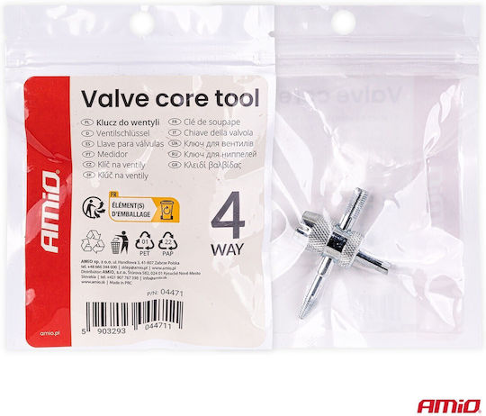 Amio 4-in-1 Tire Valve Multi Tool 4-way Valve Tool – Cars Motorcycles & Bicycles 1 Piece 04471/am 04471/am 04471/am