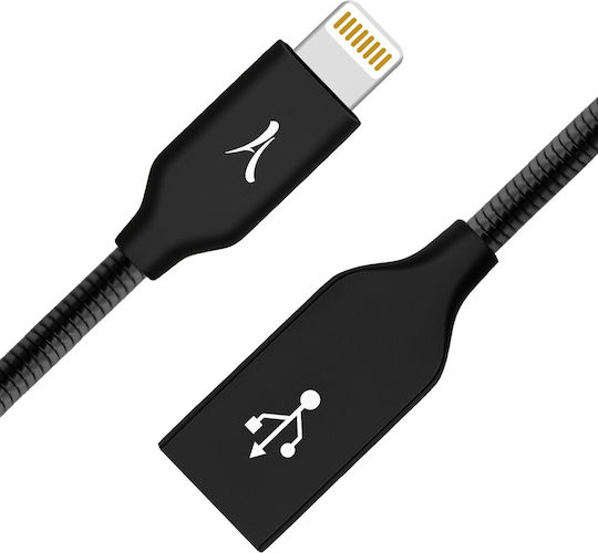 Akashi Cablu Lightning Iphone Ipad Ipod Metalic Indestructibil Încărcare Sincronizare Negru