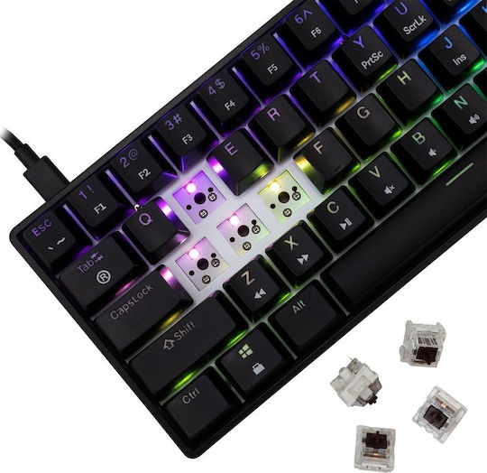 White Shark Shinobi-2 Gaming Tastatură Mecanică 60% cu Custom Brown comutatoare și iluminare RGB (Engleză US)