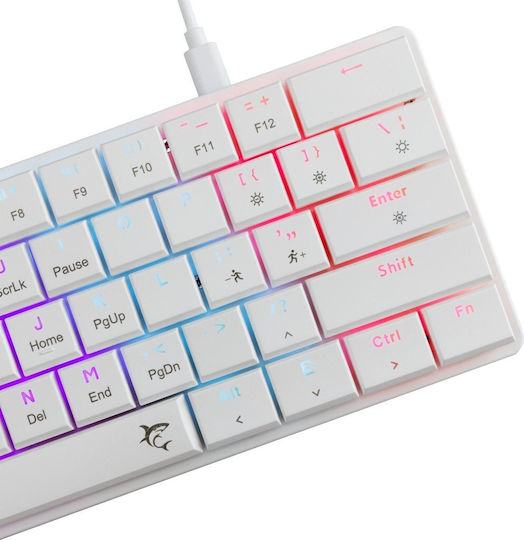 White Shark GK-006211 Nagamaki Gaming Mechanical Keyboard 60% with Custom Red switches and RGB lighting (English US) White