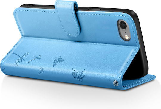 Zanaé Wallet Case Iphone 7 8 Se 2022 Premium Design Flowers Butterfly Light Blue