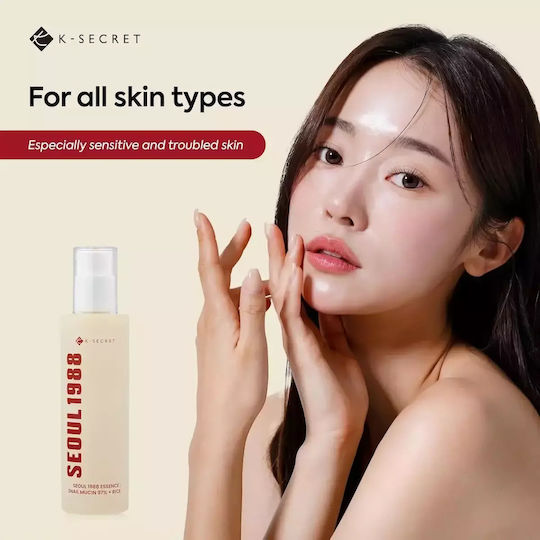 K-Secret Seoul 1988 Snail Mucin 97% + Rice Καταπραϋντικό & Ενυδατικό Essence Προσώπου με Έκκριμα Σαλιγκαριού & Υαλουρονικό Οξύ για Λάμψη & Ακμή 100ml