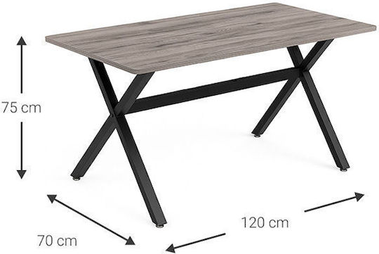 Cebora Esszimmer- und Küchentisch Holz mit Metallrahmen Braune 120x70x75cm